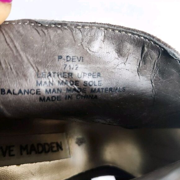 Steve Madden Devi Heels 7.5 Gray Suede Studded 5" Thick Heels‎ Cutouts Platform - Picture 9 of 9